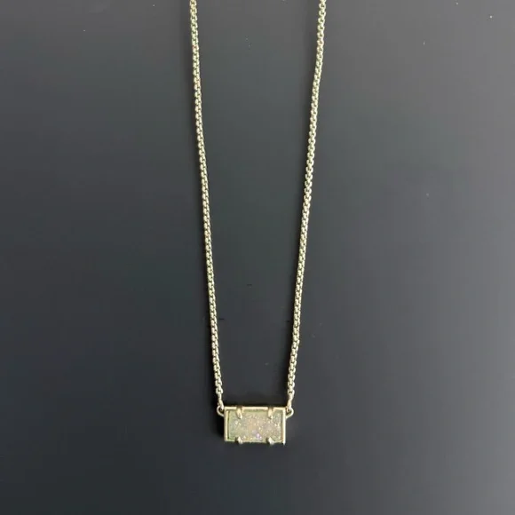 Kendra Scott AUTHENTIC Small Bar Gold with Drusy Necklace - Picture 2 of 5